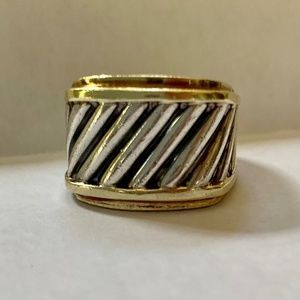 David Yurman Cigar Band Ring - 14K Yellow Gold/Sterling Silver- Size 7.5